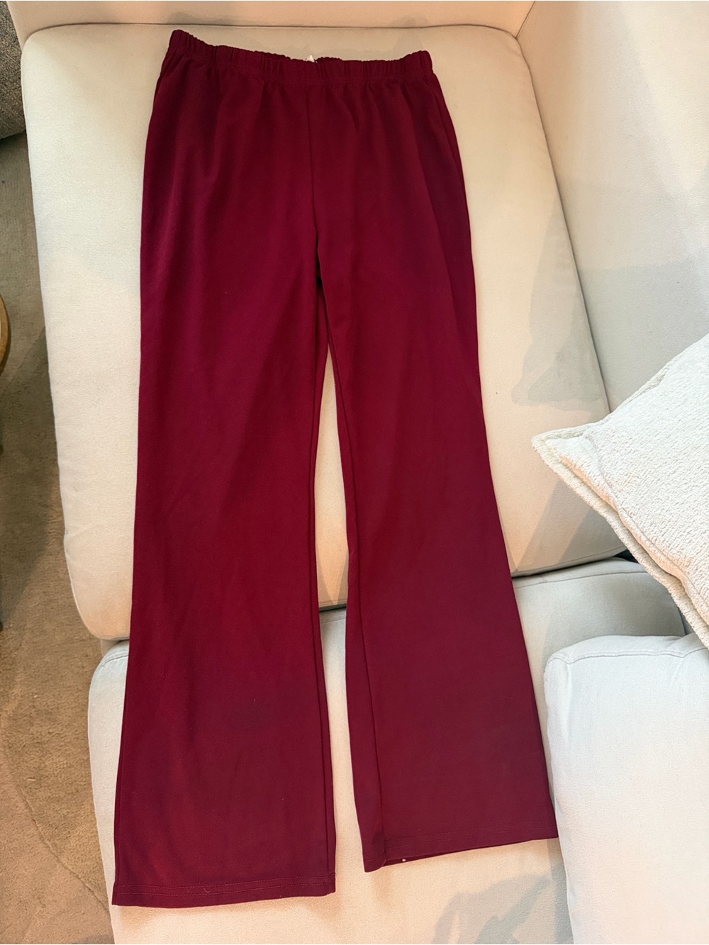SHEIN Maroon Boot-Cut Pull-On Pants